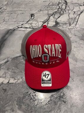 NWT! '47 Adult Ohio State Buckeyes Red Arid Adjustable Trucker Hat!